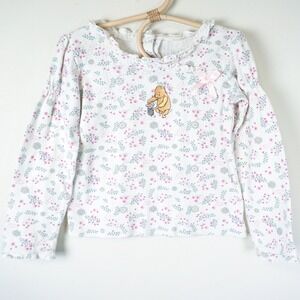 Disney Winnie the Pooh Top Kids 2T White Floral Pointelle Embroidered